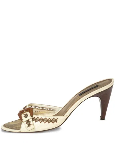 Pre-owned Louis Vuitton 80mm Leather Heeled Sandals In White