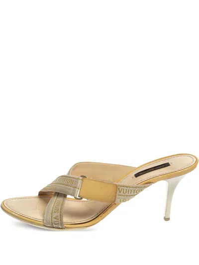 Pre-owned Louis Vuitton 80mm Logo-strap Sandals In Neutral