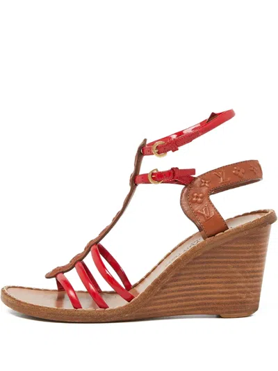 Pre-owned Louis Vuitton 85mm Leather Sandals In Red