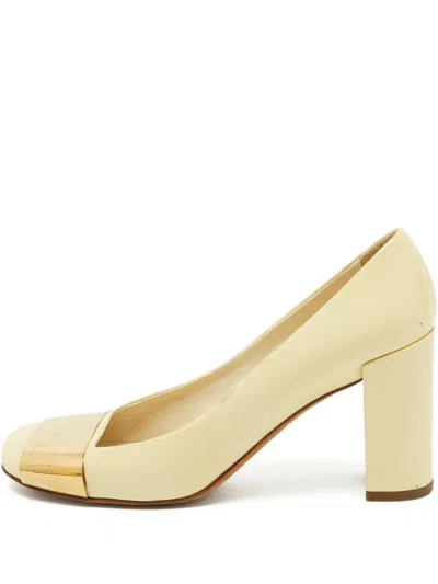 Pre-owned Louis Vuitton 85mm Logo-plaque Block-heel Pumps