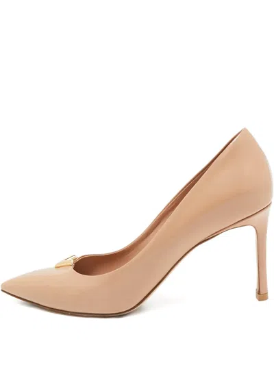 Pre-owned Louis Vuitton 85mm Pointed-toe Leather Pumps In Neutral