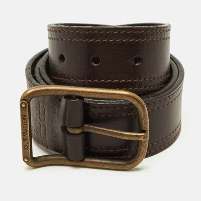 Pre-owned Louis Vuitton 90 Cm Buckle Belt Brown Leather