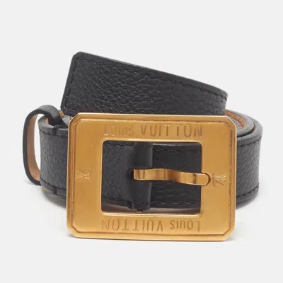 Pre-owned Louis Vuitton 90 Cm Slim Buckle Belt Black Leather