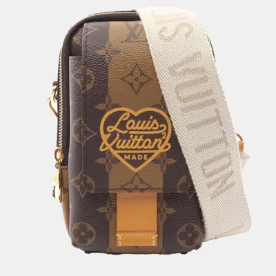 Pre-owned Louis Vuitton Ã&#151; Nigo Double Phone Shoulder Bag Monogram Stripe In Brown