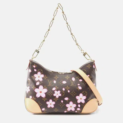 Pre-owned Louis Vuitton Ã&#151; Takashi Murakami Boulogne Pm Handbag Monogram Cherry Blossom In Brown