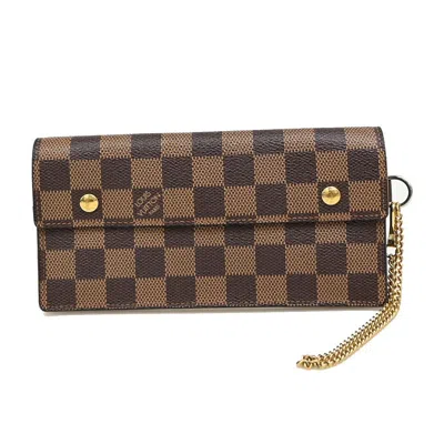 Pre-owned Louis Vuitton Accordeon Wallet Canvas Wallet () In Brown
