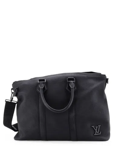 Pre-owned Louis Vuitton Aerogram Lock It Tote Leather Satchel In Black