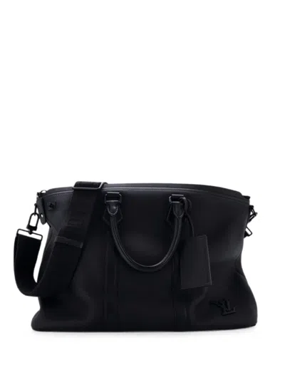 Pre-owned Louis Vuitton Aerogram Lock It Tote Leather Satchel In Black