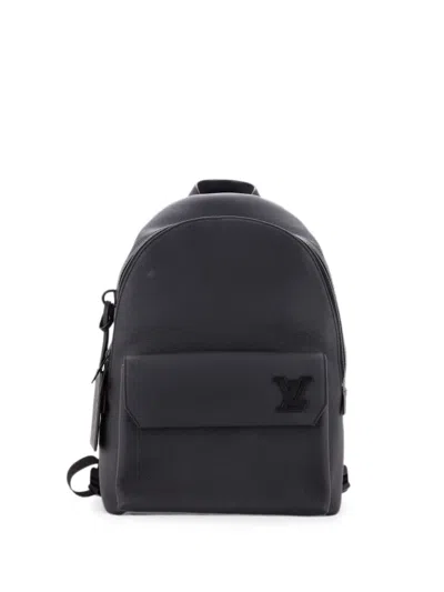 Pre-owned Louis Vuitton Aerogram Takeoff Leather Backpack In Black