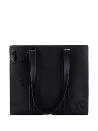 Pre-owned Louis Vuitton Aerogram Takeoff Leather Tote Bag In Black