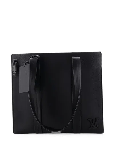 Pre-owned Louis Vuitton Aerogram Takeoff Leather Tote Bag In Black