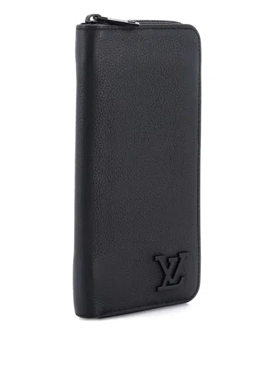 Pre-owned Louis Vuitton Aerogram Zippy Wallet Leather Vertical Small Wallets In Black