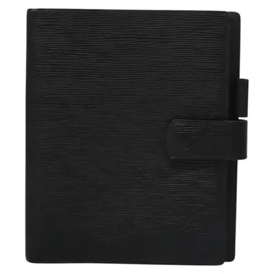 Pre-owned Louis Vuitton Agenda Cover Black Leather Wallet  ()
