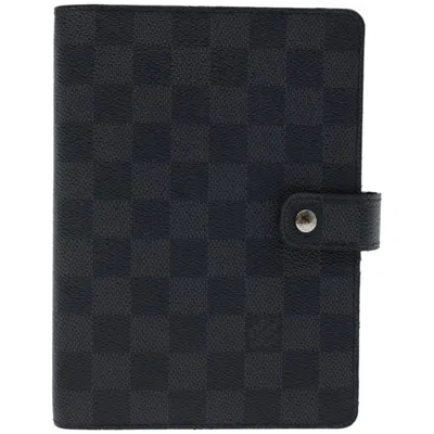 Pre-owned Louis Vuitton Agenda Cover Canvas Wallet () In Black
