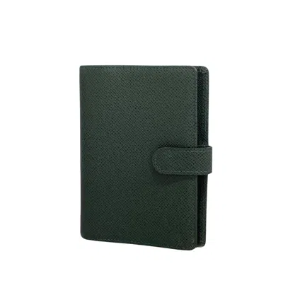 Pre-owned Louis Vuitton Agenda Cover Green Leather Wallet  ()