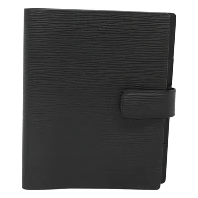 Pre-owned Louis Vuitton Agenda Cover Leather Wallet () In Black