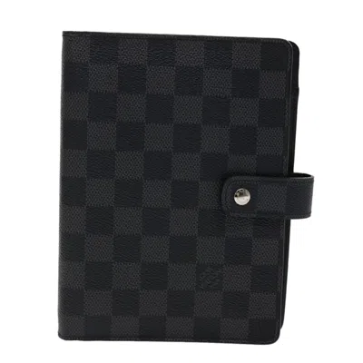 Pre-owned Louis Vuitton Agenda Cover Leather Wallet () In Black