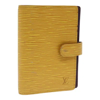 Pre-owned Louis Vuitton Agenda Cover Yellow Leather Wallet  ()