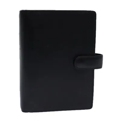Pre-owned Louis Vuitton Agenda Mm Black Leather Wallet  ()