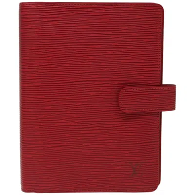 Pre-owned Louis Vuitton Agenda Mm Red Leather Wallet  ()