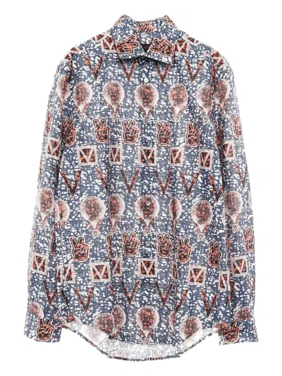 Pre-owned Louis Vuitton All-over Patterned Shirt In Blue