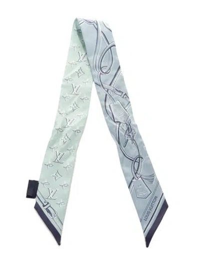 Pre-owned Louis Vuitton All That Strap Nano Silk Bandeau In Blue