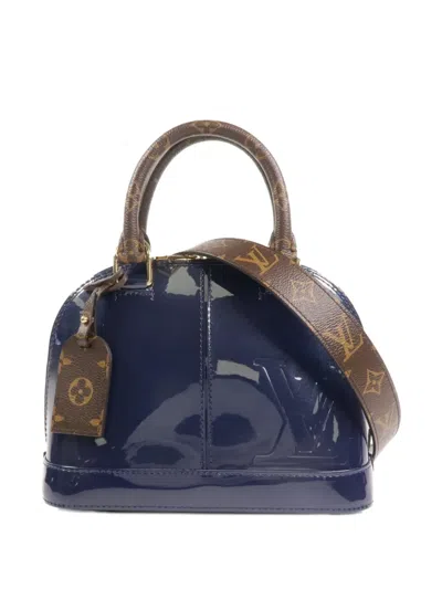 Pre-owned Louis Vuitton Alma Bb Monogram Vernis Tote Bag In Blue
