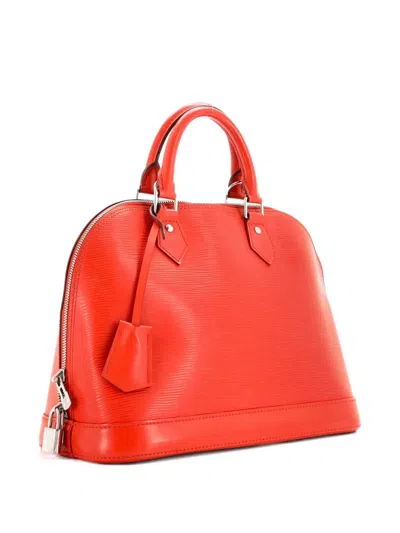 Pre-owned Louis Vuitton Alma Handbag Epi Leather Pm Satchel In Orange