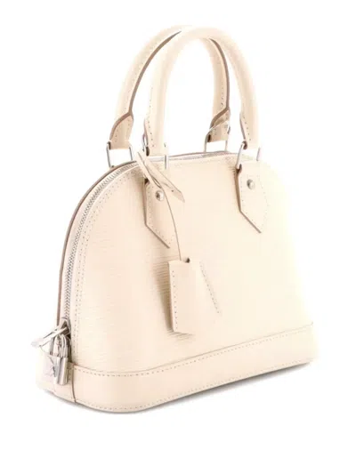 Pre-owned Louis Vuitton Alma Handbag Epi Leather With Logo Jacquard Strap Bb Shoulder Bag In Neutral