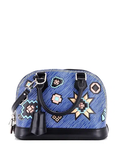 Pre-owned Louis Vuitton Alma Handbag Limited Edition Azteque Epi Leather Bb Satchel In Blue
