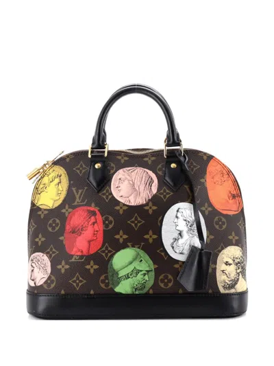 Pre-owned Louis Vuitton Alma Handbag Limited Edition Fornasetti Cameo Monogram Canvas Pm Satchel In Brown