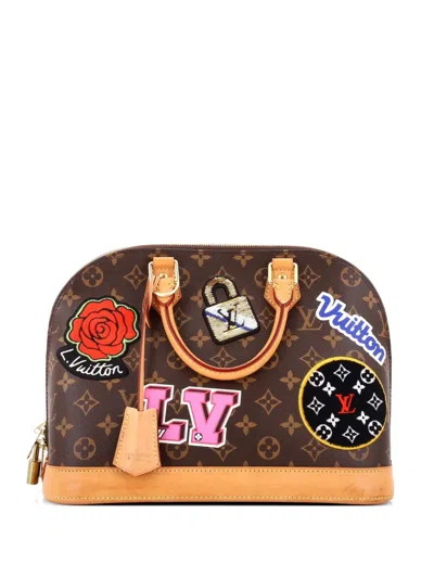 Pre-owned Louis Vuitton Alma Handbag Limited Edition Patches Monogram Canvas Pm Satchel In Brown