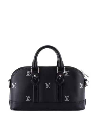 Pre-owned Louis Vuitton Alma Handbag Lv Blason Calf Leather East West Satchel In Black