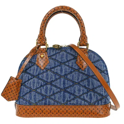 Pre-owned Louis Vuitton Alma Handbag Malletage Denim With Monogram Leather Blue Denim_jeans Handbag (