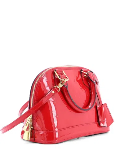 Pre-owned Louis Vuitton Alma Handbag Monogram Vernis Bb Shoulder Bag In Red