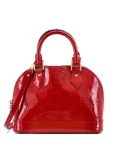 Pre-owned Louis Vuitton Alma Handbag Monogram Vernis Bb Shoulder Bag In Red