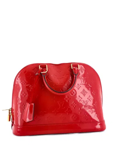 Pre-owned Louis Vuitton Alma Handbag Monogram Vernis Pm Satchel In Red