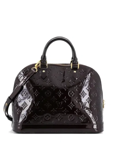 Pre-owned Louis Vuitton Alma Handbag Monogram Vernis Pm Satchel In Red