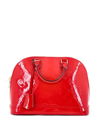 Pre-owned Louis Vuitton Alma Handbag Monogram Vernis Pm Satchel In Red