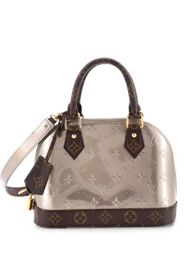 Pre-owned Louis Vuitton Alma Handbag Monogram Vernis With Monogram Canvas And Epi Leather Bb Crossbody Bag In Silver