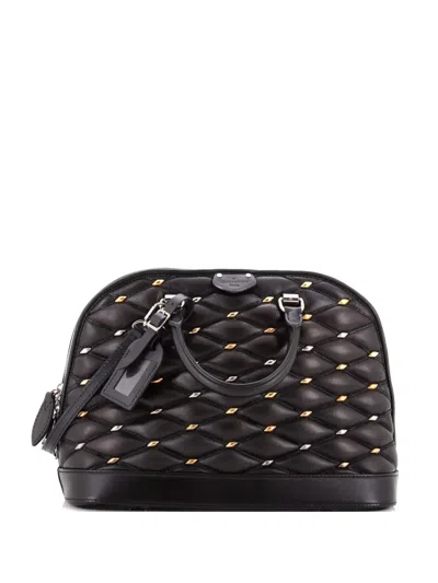 Pre-owned Louis Vuitton Alma Handbag Studded Malletage Leather Pm Tote Bag In Black