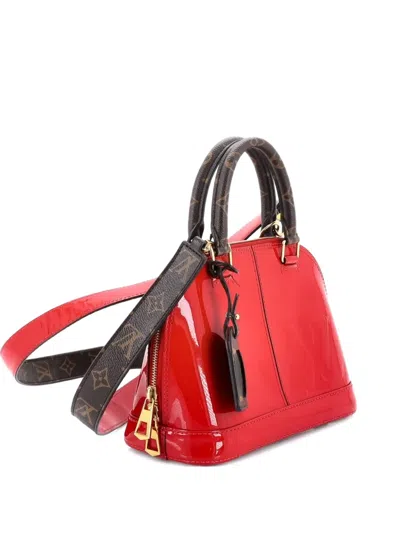 Pre-owned Louis Vuitton Alma Handbag Vernis With Monogram Canvas Bb Satchel In Red