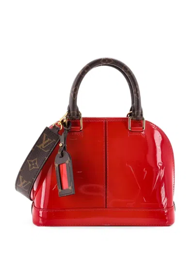 Pre-owned Louis Vuitton Alma Handbag Vernis With Monogram Canvas Bb Satchel In Red