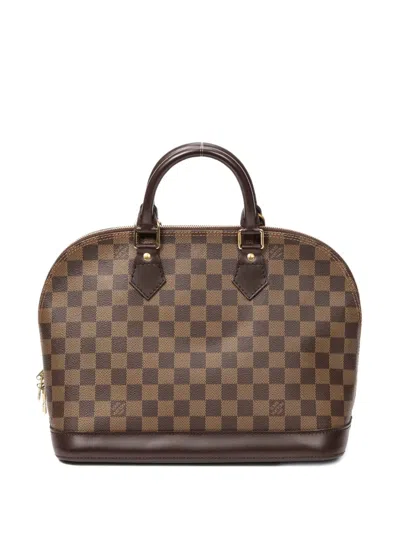 Pre-owned Louis Vuitton Pm Alma Damier-ebène Tote Bag In Brown