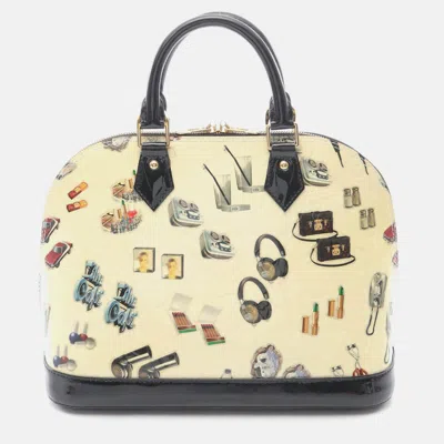 Pre-owned Louis Vuitton Alma Pm Sticker Animation Handbag Vernis Leather White