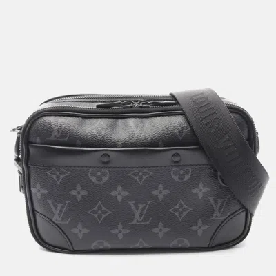 Pre-owned Louis Vuitton Alpha Monogram Eclipse Black Coated Canvas Leather Shoulder Bag