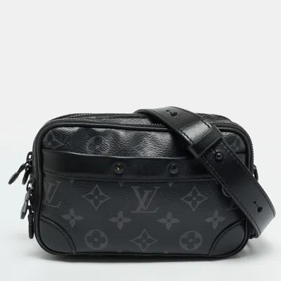 Pre-owned Louis Vuitton Alpha Monogram Eclipse Canvas Wearable Wallet In Black