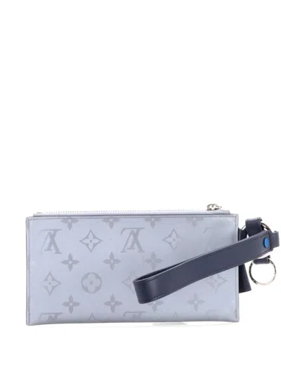 Pre-owned Louis Vuitton Alpha Pouch Limited Edition Monogram Satellite Canvas Clutch Bag In Gray