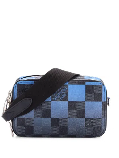 Pre-owned Louis Vuitton Alpha Wearable Wallet Limited Edition Damier Graphite Giant Crossbody Bag In Blue