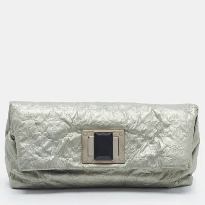 Pre-owned Louis Vuitton Altair Limelight Argent Monogram Jacquard Clutch In Silver